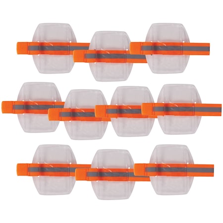 Ergodyne 3386 Hi-Vis Orange Arm Band ID Badge Holder, 10PK 3386HVPK10